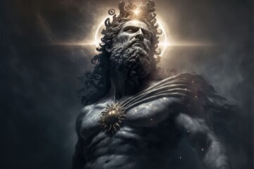 Wall Mural - the primordial darkness embodying a greek god, erebus wearing ancient greek glothing, galaxy with solar system as background with Generative AI Technology