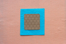 Paper Square With Rounded Corners On Blue And Orange Pink Background