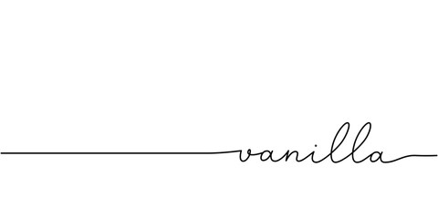 Wall Mural - Vanilla word - continuous one line with word. Minimalistic drawing of phrase illustration.