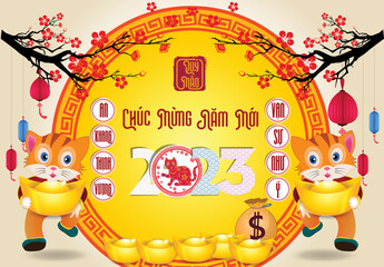 Happy lunar new year 2023, Vietnamese new year, Year of the Cat.