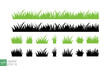 © Mantav Jivva - Green lawn grass border icon. Grass silhouette texture, eco, organic, plant shape, natural concept. Ground land pattern. Vector  illustration isolated on white background. EPS 10.