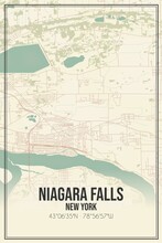 Retro US City Map Of Niagara Falls, New York. Vintage Street Map.