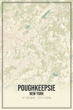 Retro US City Map Of Poughkeepsie, New York. Vintage Street Map.