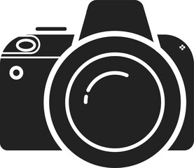 Isolated transparent illustration black icon symbol 
 of modern photo camera DSLR digital single lens reflector mirrorless