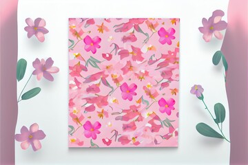 Wall Mural - spring flowers pattern in pink, a collage of flowers, illustration with petal leaf