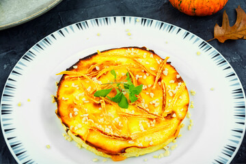 Wall Mural - Cottage cheese casserole with pumpkin