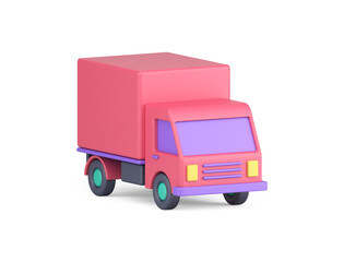 Freight lorry truck with cab and carrying container courier transportation service 3d icon