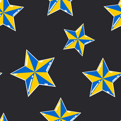 Canvas Print - Stars on a black background. Seamless cute pattern. 