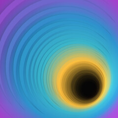 Aufkleber - Abstract pattern of neon colored circles going deep. Bright background. 3d rendering digital illustration
