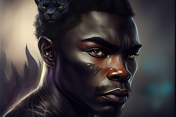 Wall Mural - illustration of black. i created, a person with a cat's face, illustration with eye eyelash