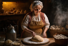 AI Generated Image Of A Grandma Baker At Work During Renaissance Or Medieval Times In Europe 