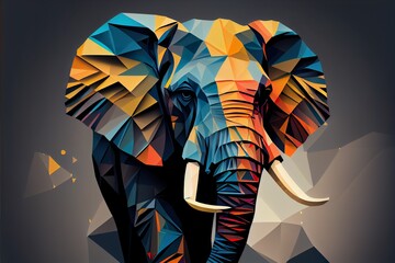 Wall Mural - geometric pop art portrait illustration, a colorful art piece, illustration with vertebrate elephant