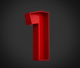 Sticker - 3d rendering of the number one in red over the black background - 1 icon