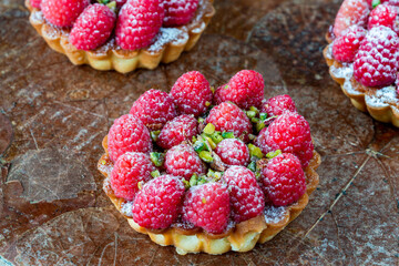 Canvas Print - Raspberry and pistachio tarts