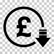 © koblizeek - Cost reduction- decrease pound icon. Vector symbol isolated on background
