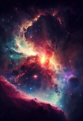 bright galaxy with starry light, a galaxy in space, illustration with atmosphere nebula
