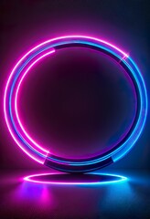 Wall Mural - 3d render, pink blue neon, a bright light in the sky, illustration with water light
