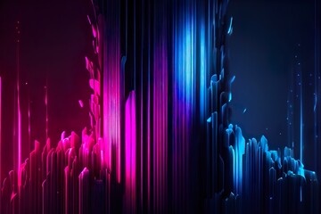 Canvas Print - 3d render, abstract neon background, a wall of colorful lights, illustration with water purple