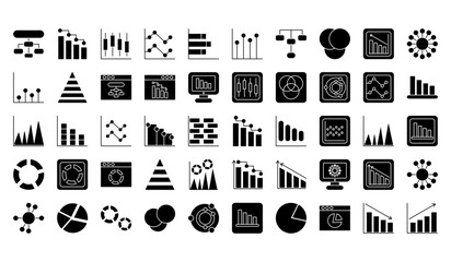 Wall Mural - Chart And Diagram 50 Icons Set.Business graphs and charts icons.