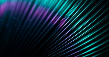 Wall Mural - Gradient abstract background. Blur color beams. Music festival illumination. Defocused neon green purple blue glow on dark black ribbed texture free space holographic wallpaper.