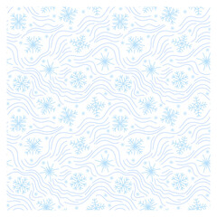 Wall Mural - Seamless pattern of snow and winter waves on white background. Design winter backdrop.