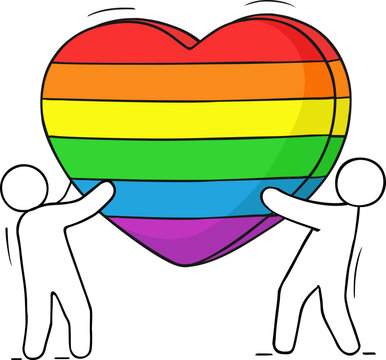 Wall Mural -  - Lgbt icon with men holding rainbow heart