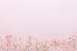 Fototapeta Tulipany - Beautiful flower background of pink gypsophila flowers. Flat lay, top view. Floral pattern.