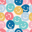 Seamless Repeat Vector Smile Smiley Happy Face Hippie Cool Trendy Pattern