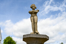 Statue Of Napoleon Bonaparte On Site Of Waterloo Battlefield In Belgium. Monument 
