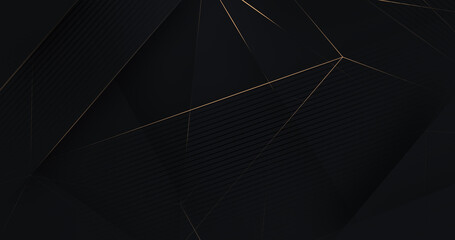 Wall Mural - black luxury background with golden diagonal stripes. dark elegant dynamic abstract bg. trendy geome