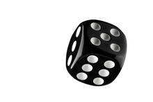 Black Dice With White Dots, Isolate On A White Background For Clipping, Bet Leisure Fortune