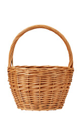 handmade bast product, basket for picking berries, isolate on a white background