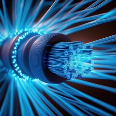 Leinwandbilder - Optical wire line. Futuristic modern , AI