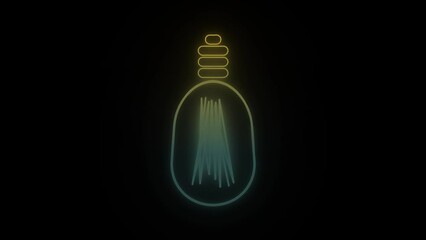 Canvas Print - Glowing neon bulb icon on black background. room lighting. 4K video animation for motion graphics and compositing.