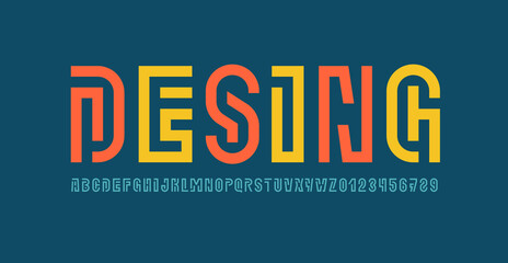 Wall Mural - Art font alphabet from thick colored segment line