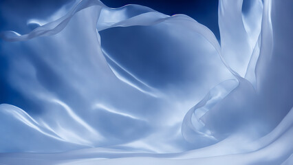 Wall Mural - blue silk blowing in the wind. backdrop with copy space, graphic elements for design layout. perfect