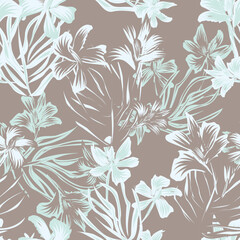  Oriental Floral Seamless Pattern Design Background