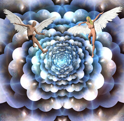 Wall Mural - figures of man and woman with angel wings