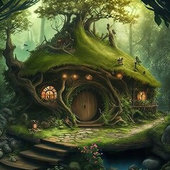 Fairytale house were gnomes, goblins, fairies, elves and other magical creatures live. 