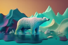 Polar Life Or Antarctic Life: Brightly Coloured 3d Render