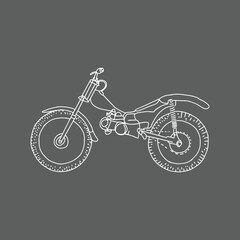 classic chopper motorcycle illustration made in classic handmade style