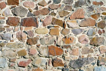 Poster - Wall of rough stones, Vintage building stone background