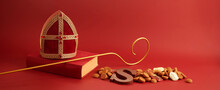 Sinterklaas - St.Nicholas Day In December. Children Holiday In Netherlands Ang Belgium. Chocolate Spicy Ginger Cookies