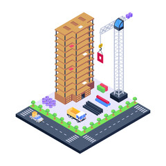 Sticker - Download this amazing isometric illustration of construction building 