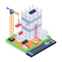 Sticker - Download this amazing isometric illustration of construction building 