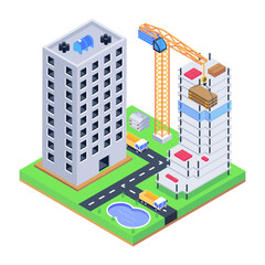 Poster - Download this amazing isometric illustration of construction building 