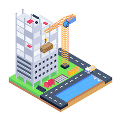 Sticker - Download this amazing isometric illustration of construction building 