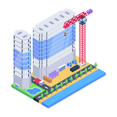 Sticker - Download this amazing isometric illustration of construction building 