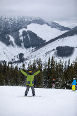 Canvas Print - man snowboarder portrait on ski slope