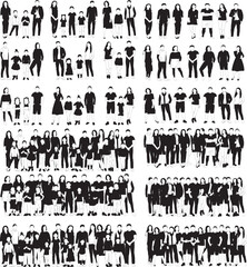 Wall Mural - set silhouette people, children, family design vector isolated